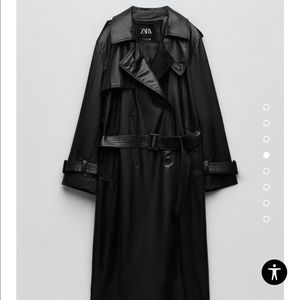 Zara Faux leather longline trench coat